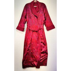 Victoria's Secret Womens Leopard Print Robe XS/S Satin Red Collar & Belt
